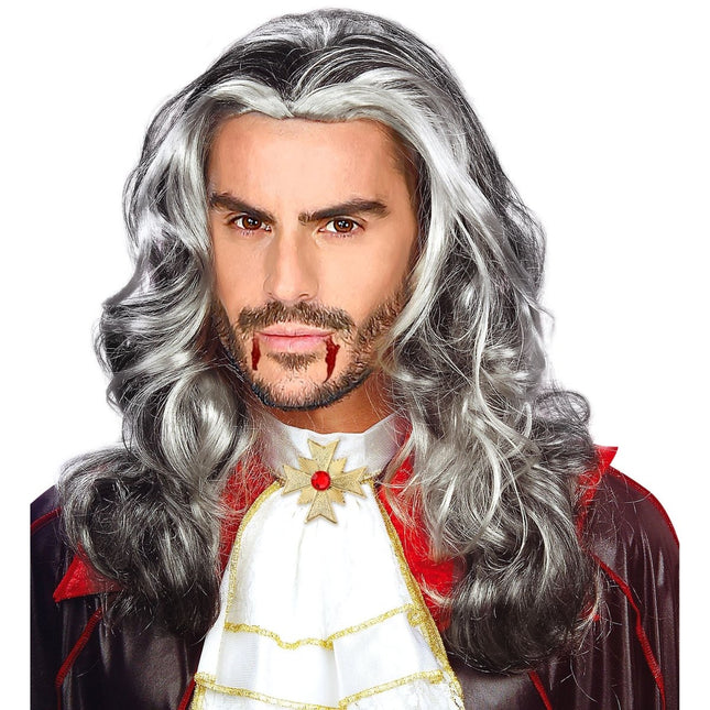 Halloween Pruik Grijs Heren Vampier Lang van Widmann koop je bij Partywinkel