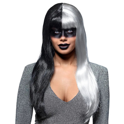 Halloween Pruik Grijs Zwart van Boland koop je bij Partywinkel