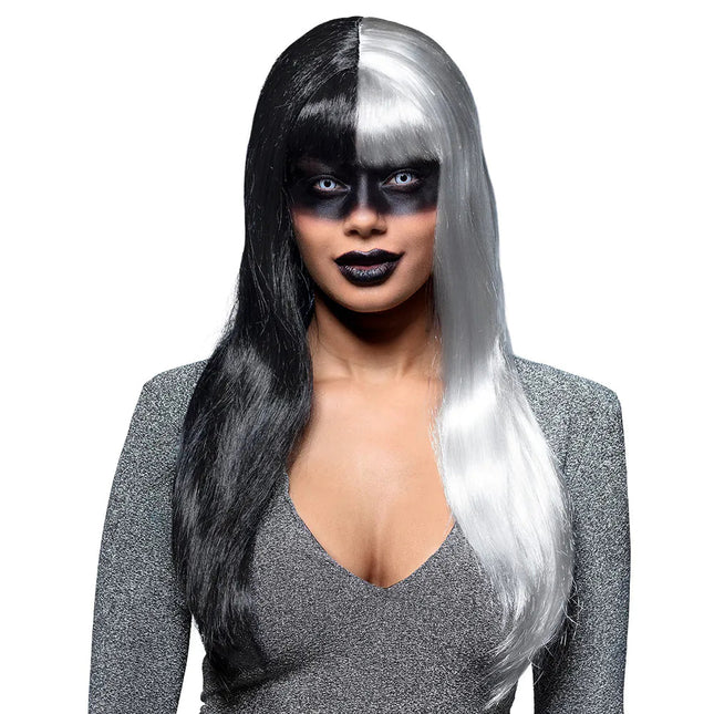 Halloween Pruik Grijs Zwart van Boland koop je bij Partywinkel