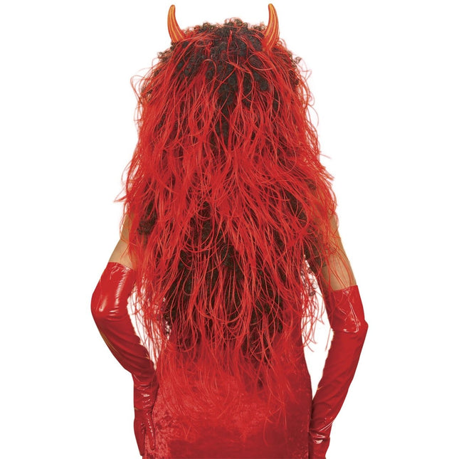 Halloween Pruik Rood Lang Haar Duivel van Widmann koop je bij Partywinkel