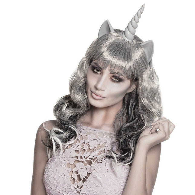 Halloween Pruik Unicorn Grijs van Boland koop je bij Partywinkel