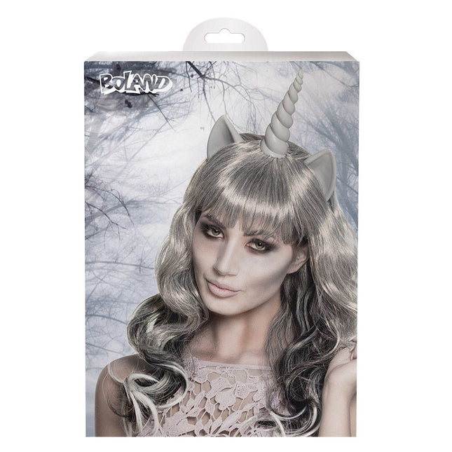 Halloween Pruik Unicorn Grijs van Boland koop je bij Partywinkel