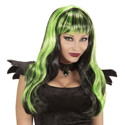 Halloween Pruik Zwart Groen van Widmann koop je bij Partywinkel