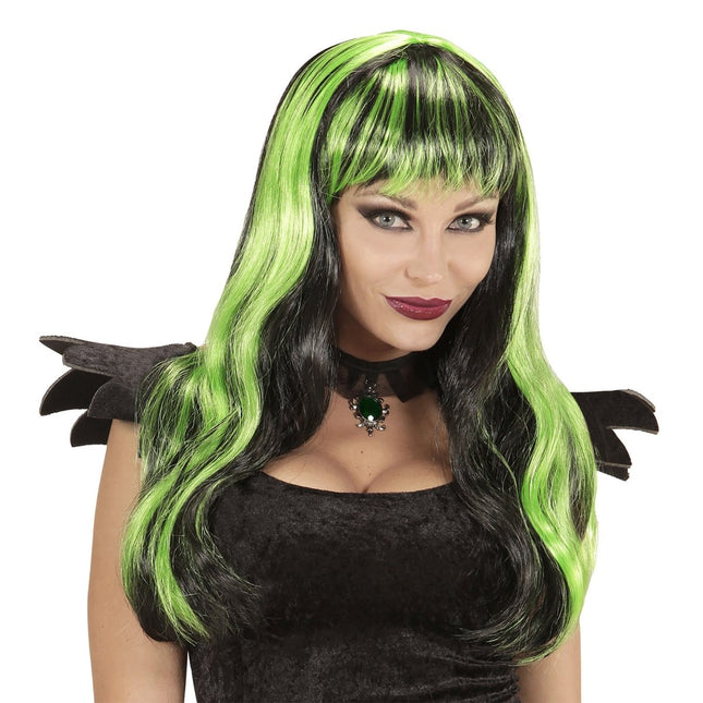 Halloween Pruik Zwart Groen van Widmann koop je bij Partywinkel