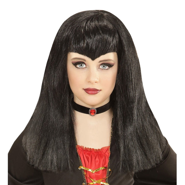 Halloween Pruik Zwart Vampier van Widmann koop je bij Partywinkel