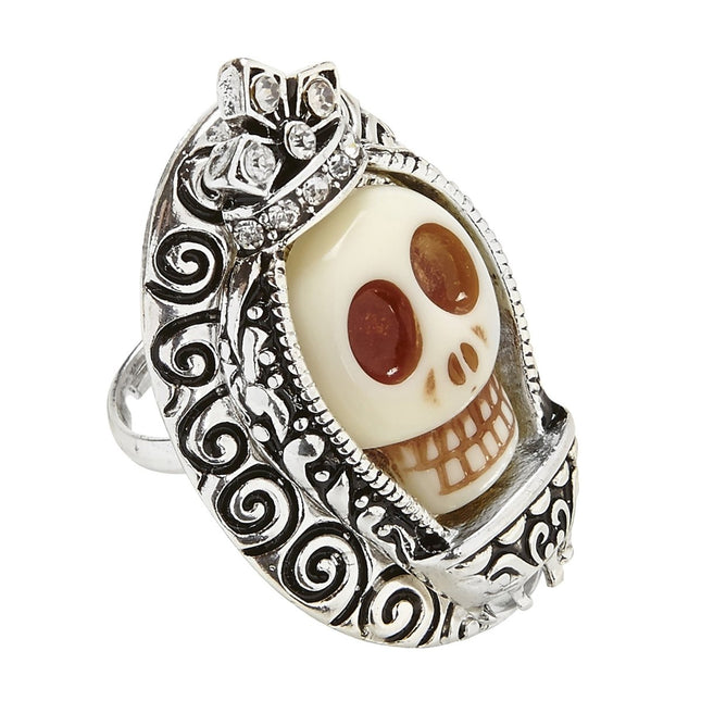 Halloween Ring Zilver Schedel van Widmann koop je bij Partywinkel