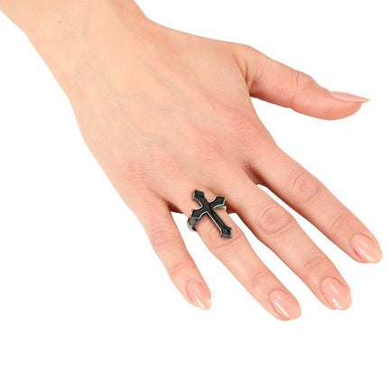 Halloween Ring Zwart Kruis van Widmann koop je bij Partywinkel