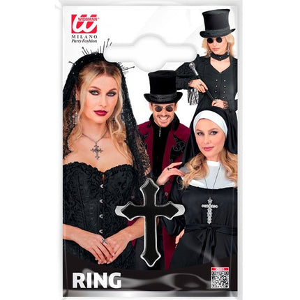Halloween Ring Zwart Kruis van Widmann koop je bij Partywinkel