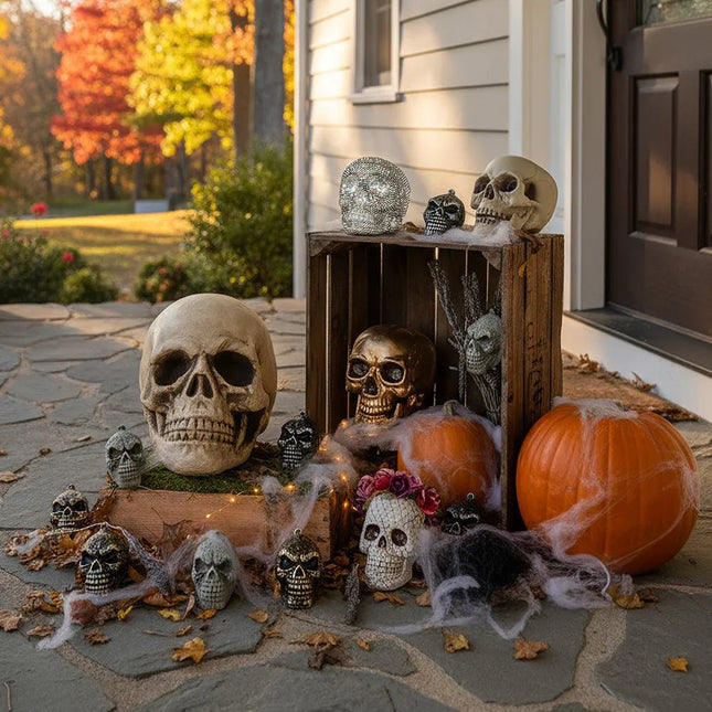 Halloween Schedel 8cm 3st van Boland koop je bij Partywinkel