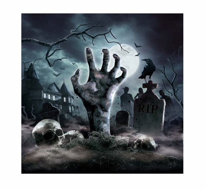 Halloween Servetten Kerkhof 33cm 12st van Fiestas Guirca koop je bij Partywinkel
