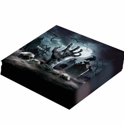Halloween Servetten Kerkhof 33cm 12st van Fiestas Guirca koop je bij Partywinkel