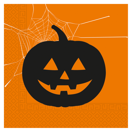 Halloween Servetten Oranje Pompoen 33cm 20st van Procos koop je bij Partywinkel