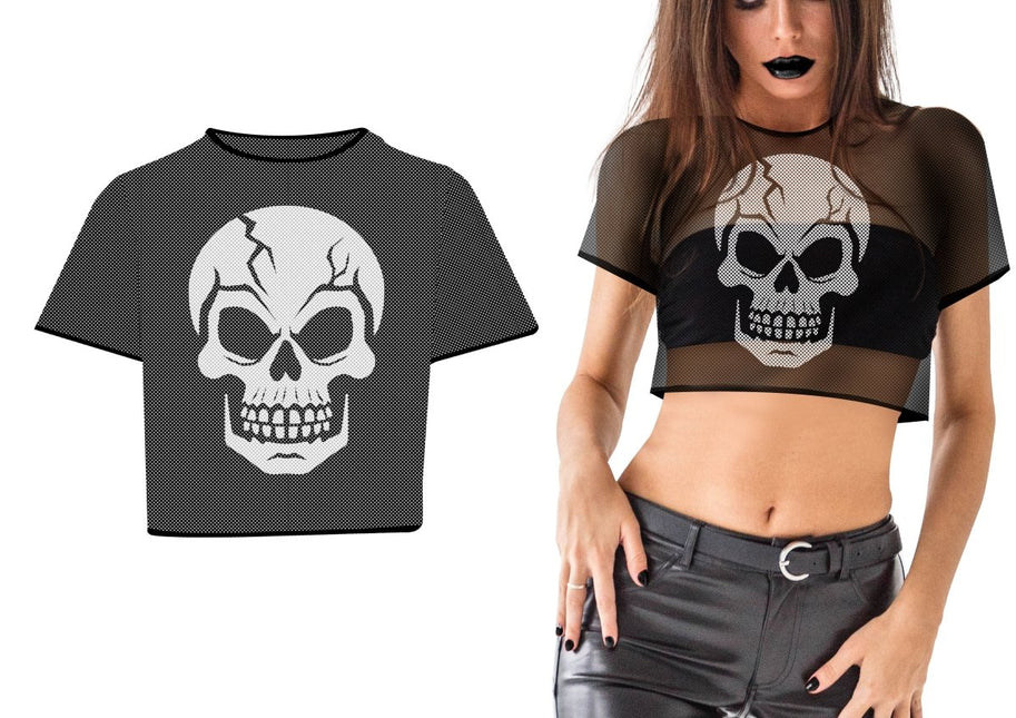 Halloween Shirt Zwart Met Witte Schedel van Fiestas Guirca koop je bij Partywinkel