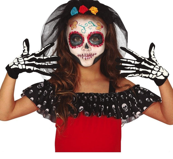 Halloween Skelet Handschoenen Kind van Fiestas Guirca koop je bij Partywinkel