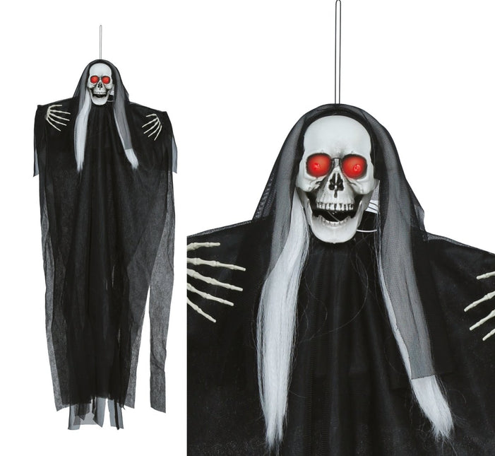 Halloween Skelet Hangend Met Licht, Geluid En Beweging 1,05m van Fiestas Guirca koop je bij Partywinkel