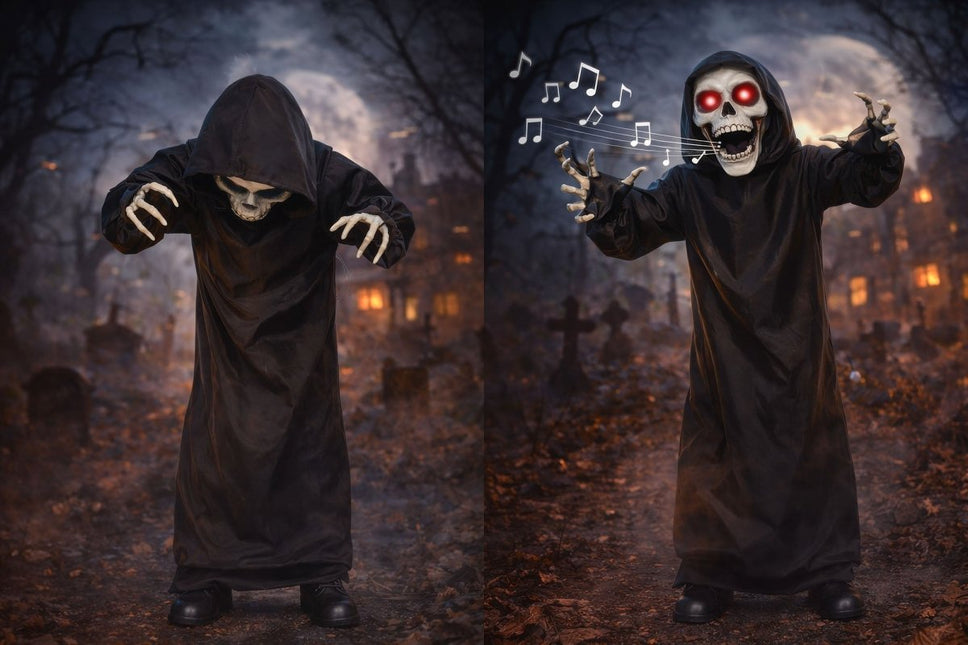 Halloween Skelet Met Licht, Geluid En Beweging 1m van Fiestas Guirca koop je bij Partywinkel