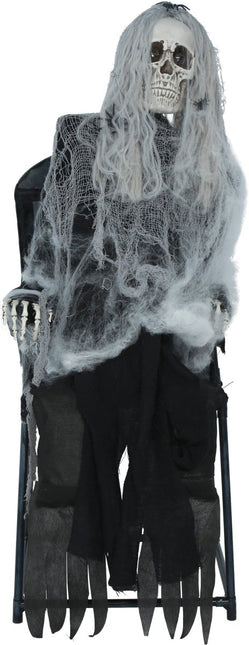Halloween Skelet Op Stoel Met Licht, Geluid En Beweging 1,05m van Fiestas Guirca koop je bij Partywinkel
