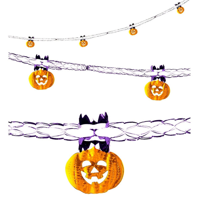 Halloween Slinger Oranje Paars Pompoen 2,7m van Widmann koop je bij Partywinkel