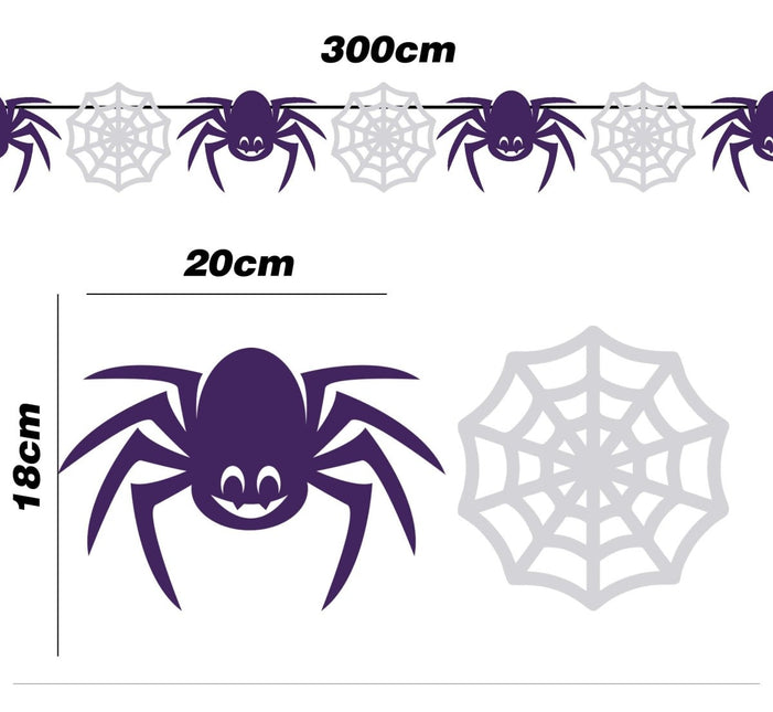 Halloween Slinger Spinnen En Spinnenweb 3m van Fiestas Guirca koop je bij Partywinkel