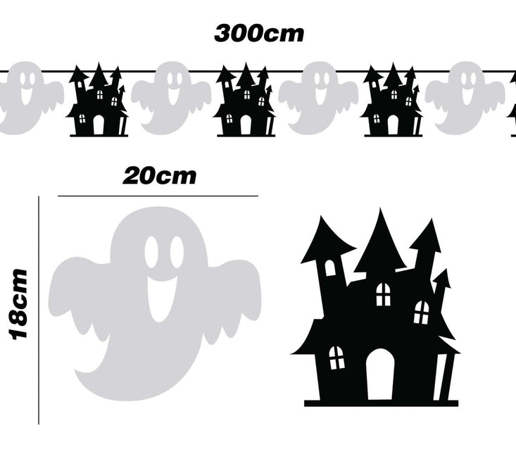 Halloween Slinger Zwart Wit 3m van Fiestas Guirca koop je bij Partywinkel