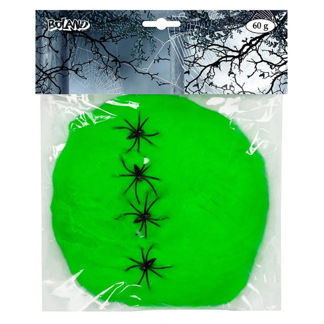Halloween Spinnenweb Groen 5 delig van Boland koop je bij Partywinkel