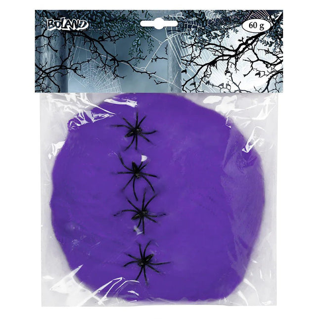 Halloween Spinnenweb Paars 5 delig van Boland koop je bij Partywinkel