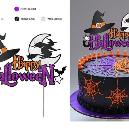 Halloween Taarttopper Oranje Paars Glitter van Fiestas Guirca koop je bij Partywinkel