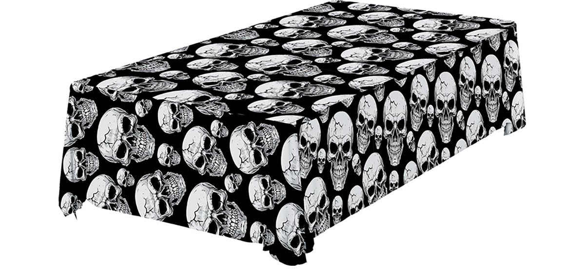 Halloween Tafelkleed Doodshoofden 2,74m van Fiestas Guirca koop je bij Partywinkel
