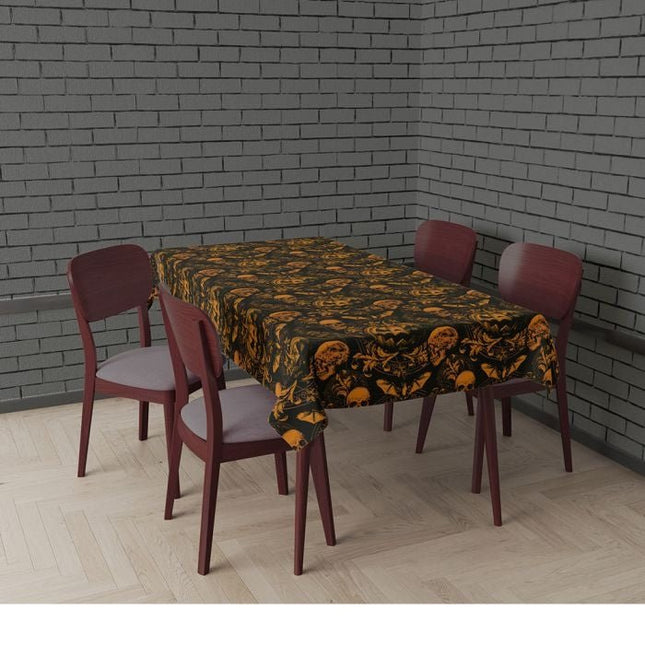 Halloween Tafelkleed Zwart Oranje Pompoen 2,74m van Fiestas Guirca koop je bij Partywinkel