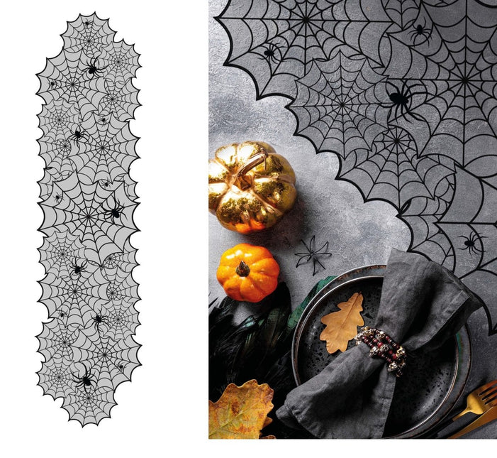 Halloween Tafelloper Spinnenweb 1,83m van Fiestas Guirca koop je bij Partywinkel