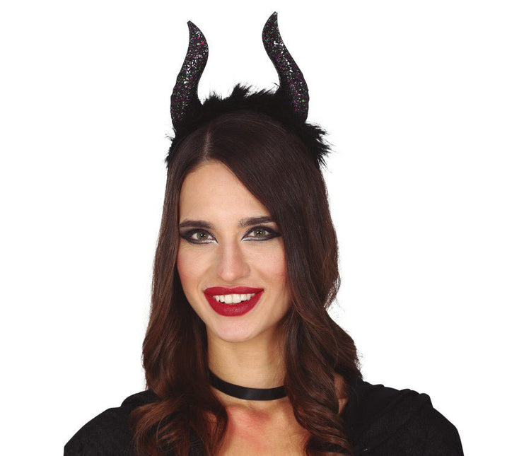 Halloween Tiara Glitter Hoorns van Fiestas Guirca koop je bij Partywinkel