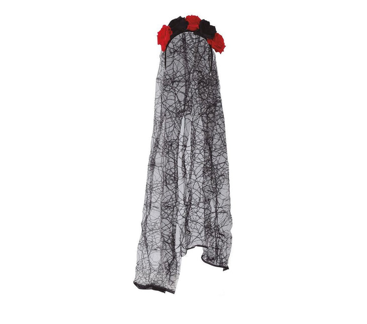 Halloween Tiara Sluier Zwart Rood van Fiestas Guirca koop je bij Partywinkel
