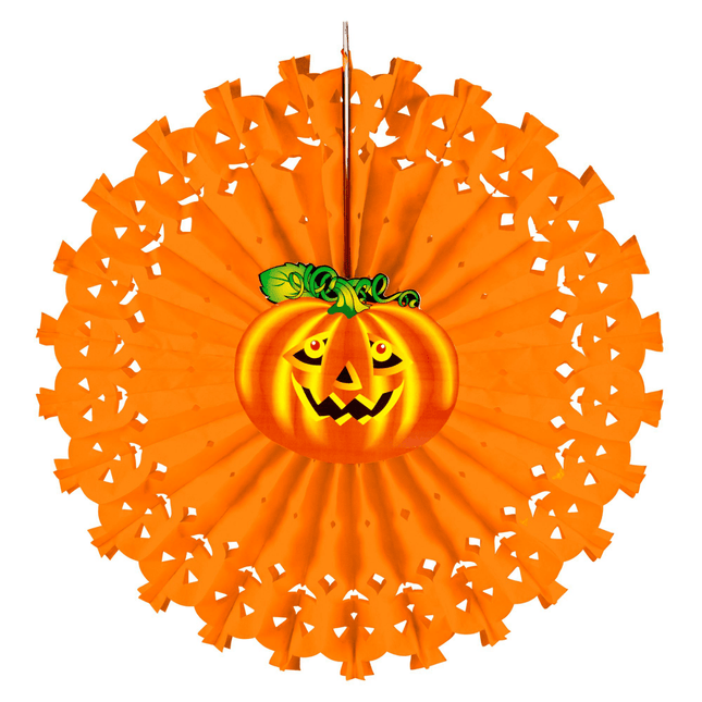 Halloween Waaier Oranje Pompoen 50cm van Widmann koop je bij Partywinkel