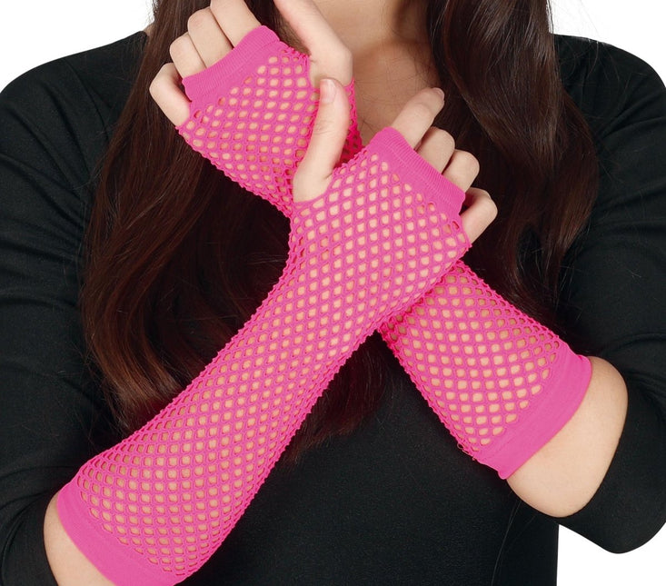 Handschoen Visnet Neon Fuschia van Fiestas Guirca koop je bij Partywinkel