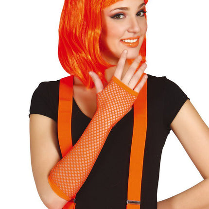Handschoen Visnet Neon Oranje van Fiestas Guirca koop je bij Partywinkel