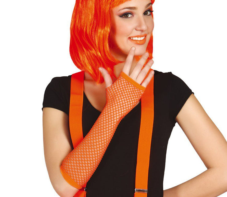 Handschoen Visnet Neon Oranje van Fiestas Guirca koop je bij Partywinkel