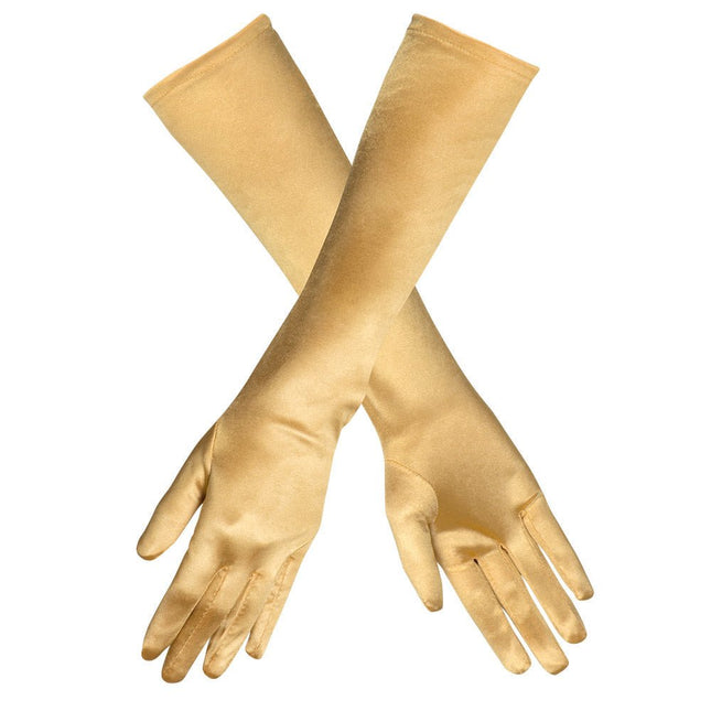 Handschoenen Lang Satijn Goud van Boland koop je bij Partywinkel