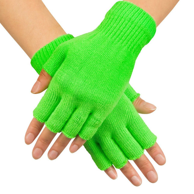 Handschoenen Vingerloos Neongroen van Boland koop je bij Partywinkel