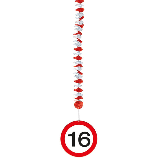Hangdecoratie 16 Jaar Verkeersbord 75cm 3st van Folat koop je bij Partywinkel