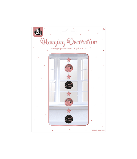 Hangdecoratie 18 Jaar Roze Zwart 20,5cm van Paper Dreams koop je bij Partywinkel
