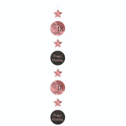 Hangdecoratie 18 Jaar Roze Zwart 20,5cm van Paper Dreams koop je bij Partywinkel