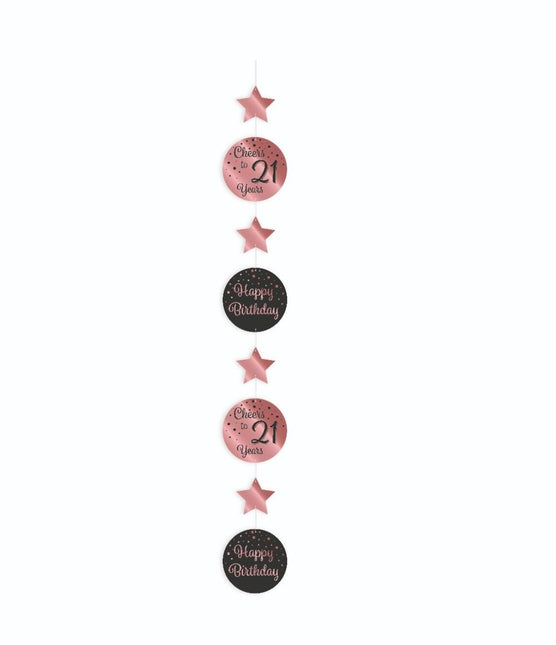 Hangdecoratie 21 Jaar Roze Zwart 20,5cm van Paper Dreams koop je bij Partywinkel