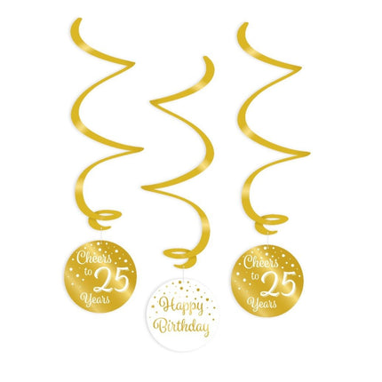 Hangdecoratie 25 Jaar Happy Birthday 17cm 3st van Paper Dreams koop je bij Partywinkel
