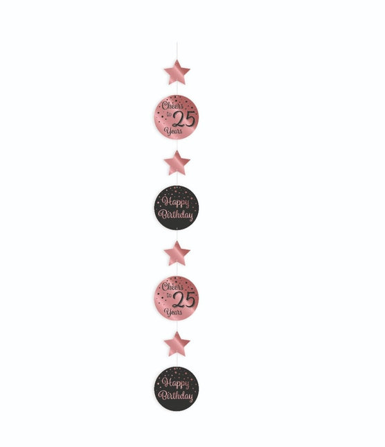 Hangdecoratie 25 Jaar Roze Zwart 20,5cm van Paper Dreams koop je bij Partywinkel
