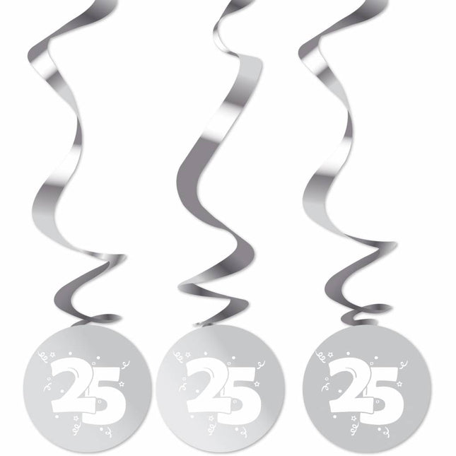 Hangdecoratie 25 Jaar Zilver Versiering 75cm 3st van Haza Witbaard koop je bij Partywinkel