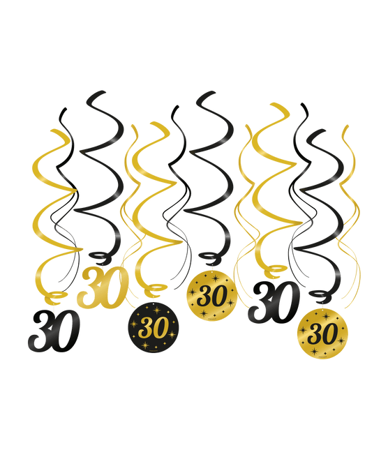 Hangdecoratie 30 Jaar 14cm 12st van Paper Dreams koop je bij Partywinkel