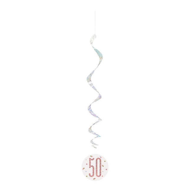 Hangdecoratie 50 Jaar Rose Goud 81cm 6st van Unique koop je bij Partywinkel