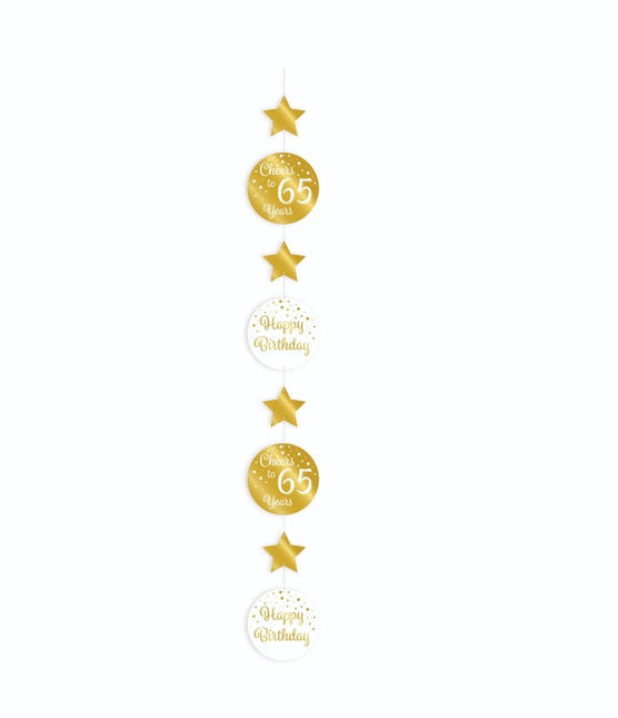 Hangdecoratie 65 Jaar Goud Wit 20,5cm van Paper Dreams koop je bij Partywinkel