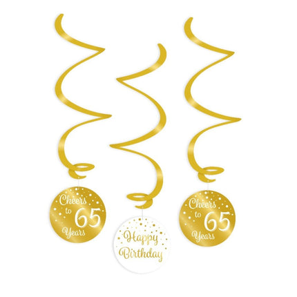 Hangdecoratie 65 Jaar Happy Birthday 17cm 3st van Paper Dreams koop je bij Partywinkel