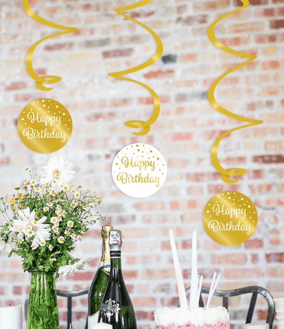 Hangdecoratie 65 Jaar Happy Birthday 17cm 3st van Paper Dreams koop je bij Partywinkel